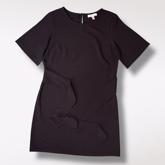 Chelsea28 Black Belted Midi Dress Short Sleeve Size Medium - Picture 9 of 9